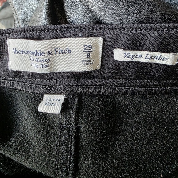 Abercrombie & Fitch Skinny high rise black sz 29/8 curve love Vegan Leather Y2K - Picture 6 of 11